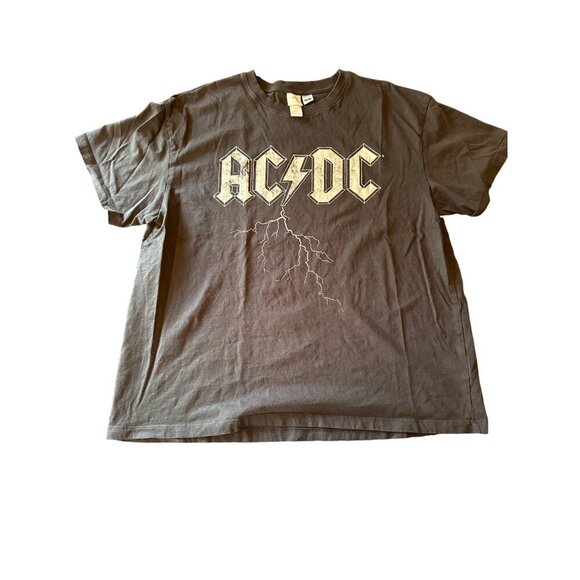 AC/DC H&M Logo Band T-Shirt Black Lightning Graphic Tee L - Picture 1 of 4